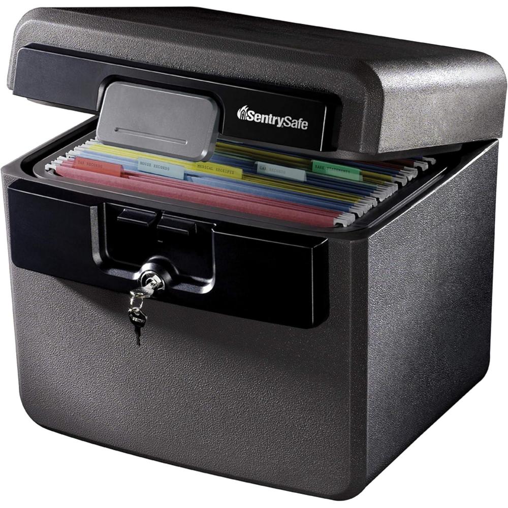 imageSentrySafe Black Fireproof and Waterproof Safe File Folder and Document Box with Key Lock Ex 143 x 155 x 135 inches HD4100Safe