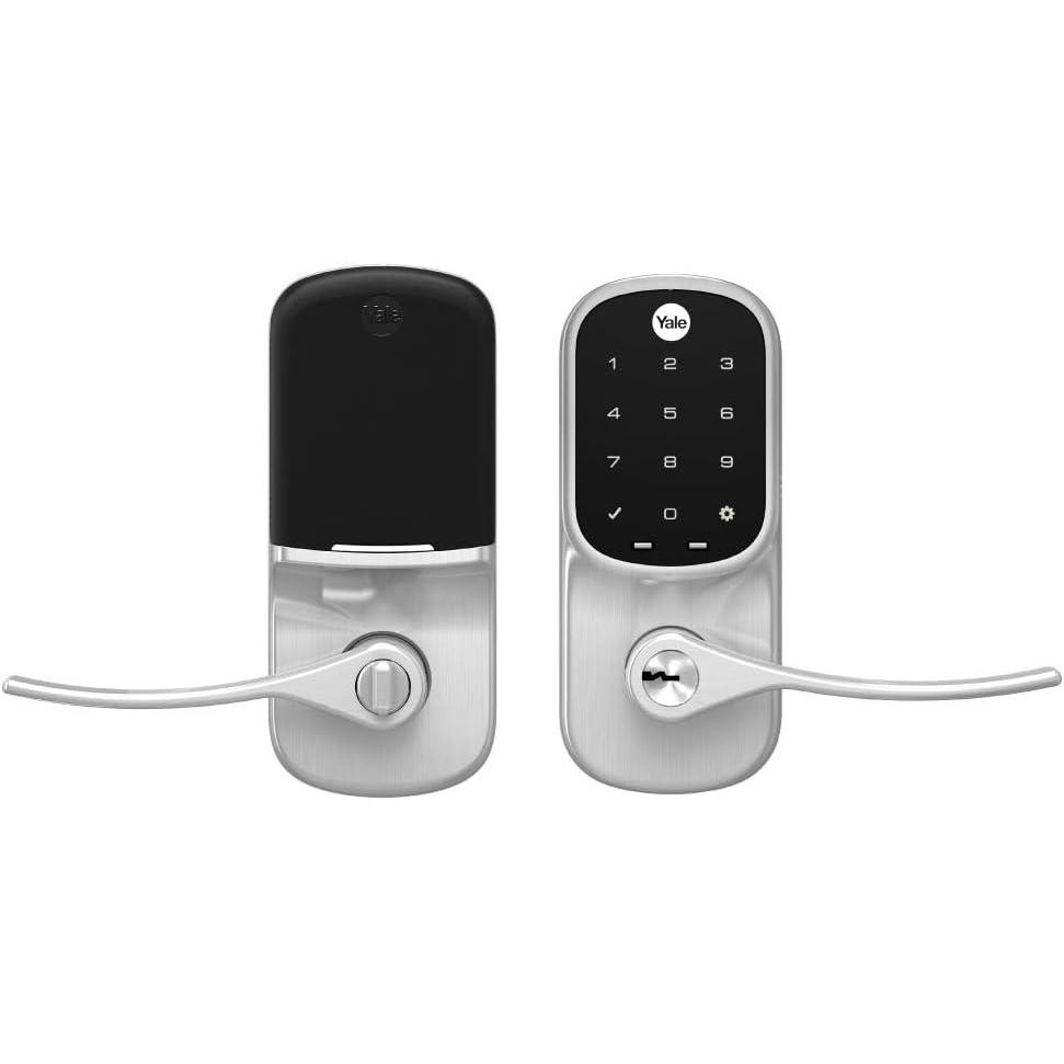 imageYale Assure Lever Entry Door Lock with WiFi Connected Touchscreen Satin Nickel Smart Keypad Door Lock with Handle and BackUp Key YRL226WF1619Satin Nickel