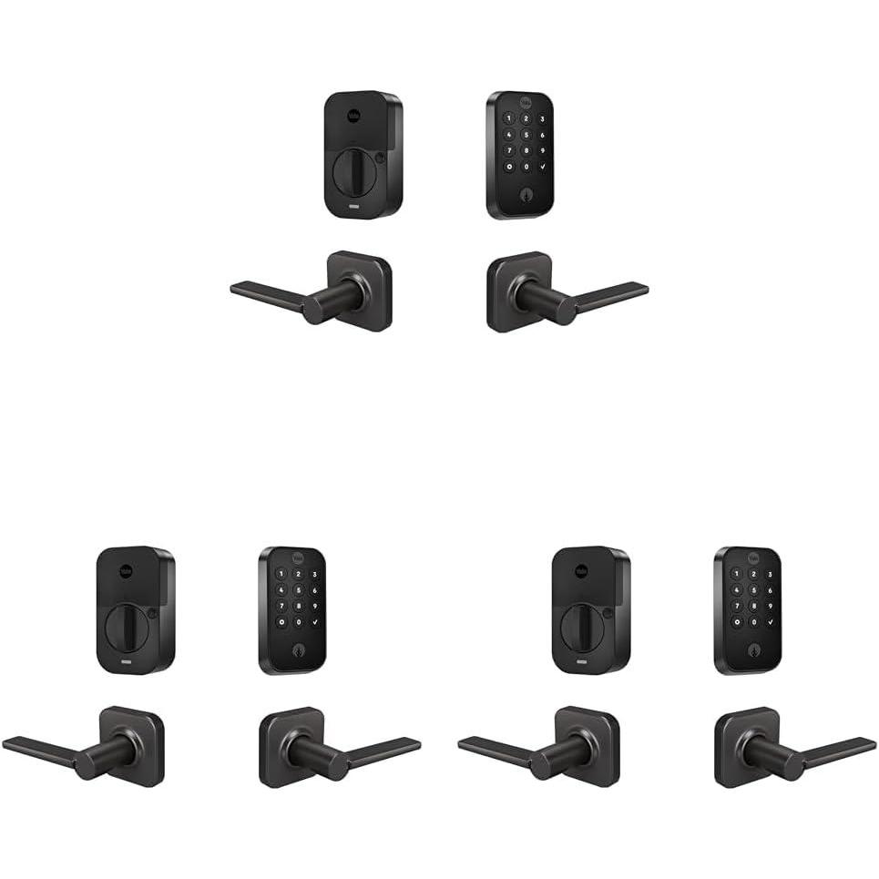 imageYale Assure Lock 2 Keypad with Bluetooth and Valdosta Lever in Black SuedePush Button Pack of 3