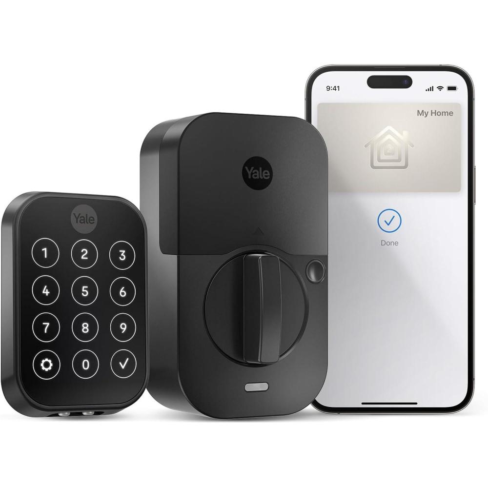 imageYale Assure Lock 2 Plus Apple Home Keys Tap to Open Deadbolt Black Suede Smart Keyless Entry Door Lock with WiFi Connected Keypad for Code Entry and Remote Access YRD450NWF1BSPBlack Suede