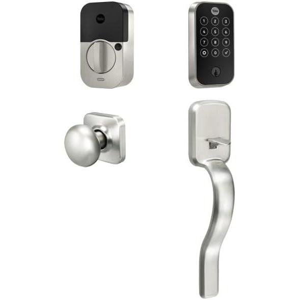 imageYale Assure Lock 2 Touch Deadbolt Satin Nickel Keyed Smart Entry Door Lock with Ridgefield Handle and WiFi Connected Touchscreen Keypad and Fingerprint Scanner for Code Entry BYRD420FWF1RX619Satin Nickel