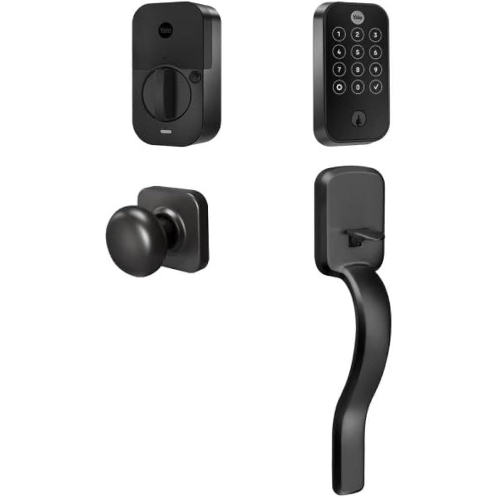 imageYale Assure Lock 2 Touch Deadbolt Satin Nickel Keyed Smart Entry Door Lock with Ridgefield Handle and WiFi Connected Touchscreen Keypad and Fingerprint Scanner for Code Entry BYRD420FWF1RX619Black Suede