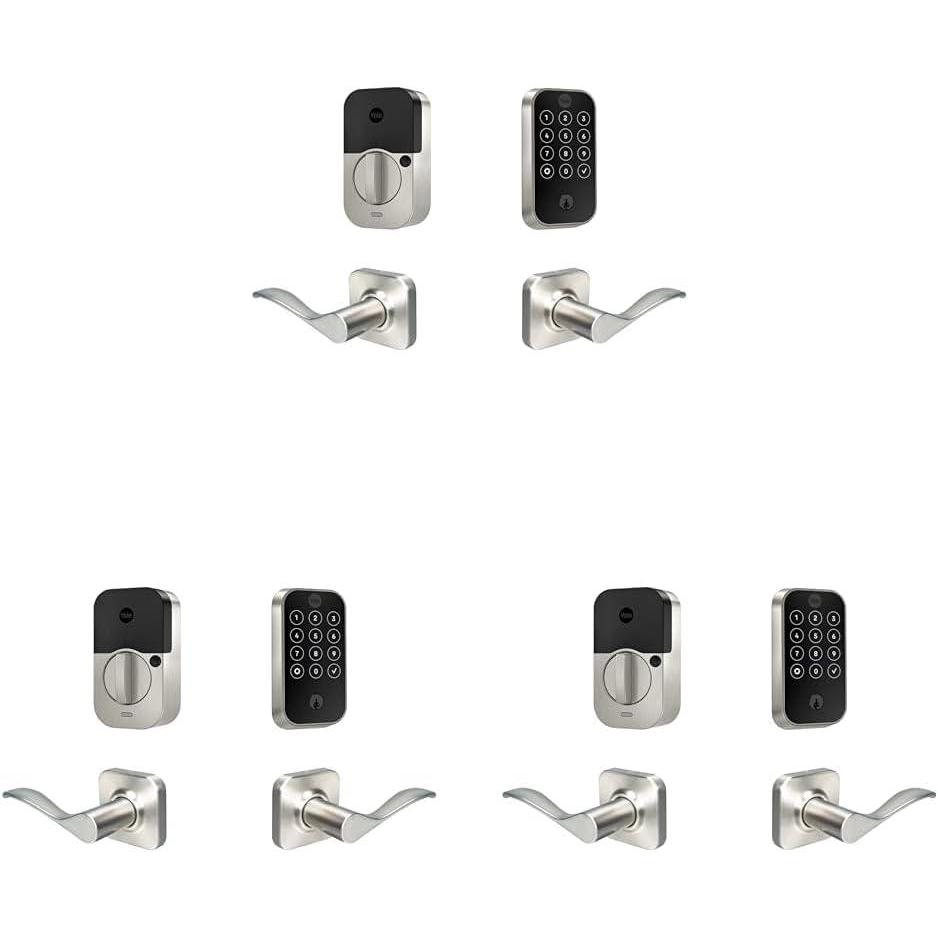 imageYale Assure Lock 2 Touchscreen with WiFi and Ridgefield Handle in Black SuedeSatin Nickel