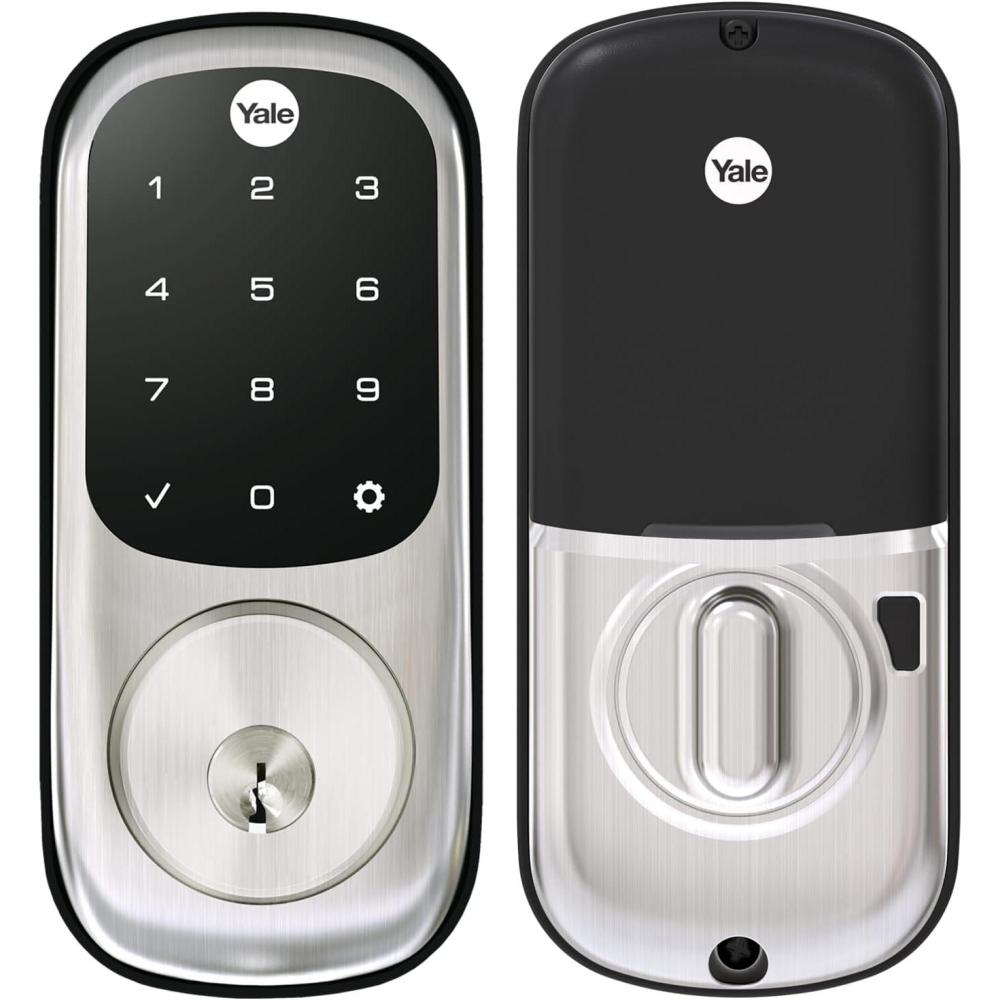 imageYale Assure Lock with ZWave Black Suede Smart Touchscreen Deadbolt Works with Ring Alarm Samsung SmartThings Wink Hub Required Sold Separately YRD226ZW2BSPSatin Nickel