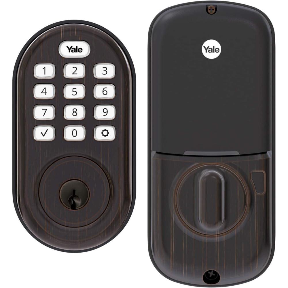 imageYale Security Assure Lock  Keypad Door Lock in Satin NickelOil Rubbed Bronze