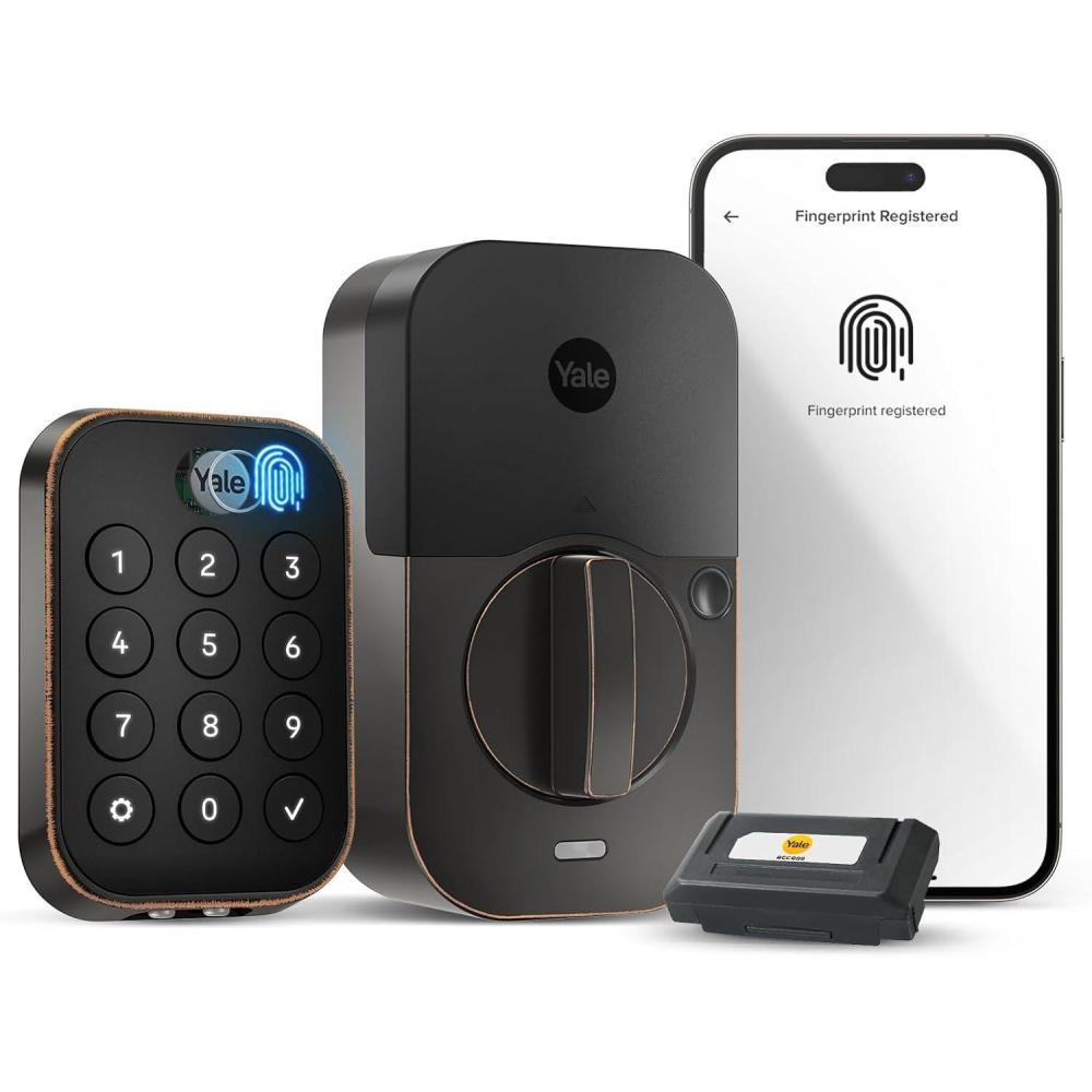 imageYale Security Assure Lock 2 Touch Deadbolt Satin Nickel Keyed Smart Entry Door Lock with WiFi Connected Keypad and Fingerprint Scanner for Code Entry and Remote Access YRD410FWF1619Oil Rubbed Bronze