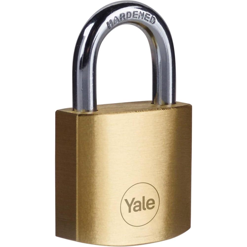 imageYale Y110B501261  Brass Padlock 50 mm  Indoor Locks for Ladders Shutter Doors Tools  3 Keys  Standard Security30 mm