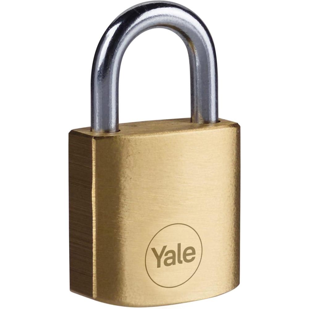 imageYale Y110B501261  Brass Padlock 50 mm  Indoor Locks for Ladders Shutter Doors Tools  3 Keys  Standard Security547yds12lb544kg025mm