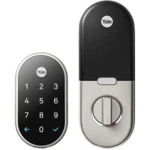 Google Nest x Yale Lock – Tamper-Proof Smart Lock for Keyless Entry – Keypad Deadbolt Lock for Front Door – Oil Rubbed Bronze(Satin Nickel)
