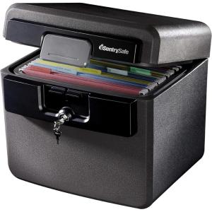 SentrySafe Black Fireproof and Waterproof Safe, File Folder and Document Box with Key Lock, Ex. 14.3 x 15.5 x 13.5 inches, HD4100(Safe)