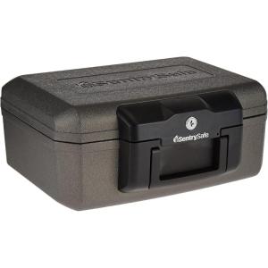 SentrySafe Fireproof Money Safe with Key Lock, Black Lock Box with Portable Carrying Handle for Travel, Exterior: 14.3 in. W x 11.2 in. D x 6.1 in H, 1200(Fire resistant box with bolt down kit)