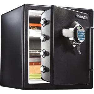 SentrySafe Waterproof and Fireproof Alloy Steel Digital Safe Box for Home with Code Button Keypad, 1.23 Cubic Feet, 17.8 x 16.3 x 19.3 Inches (exterior), SFW123GDC(1.23 cu.ft.)