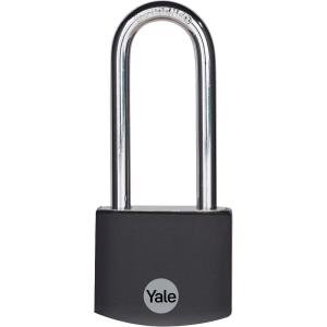 Yale 2.2 Inch Long Shackle Covered Aluminum Lock with 3 keyed Alike Keys for School Gym Locker, Fence, Gate, Toolbox, Case, Hasp Storage (Grey)(Black)