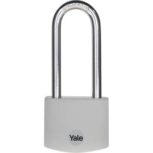 Yale 2.2 Inch Long Shackle Covered Aluminum Lock with 3 keyed Alike Keys for School Gym Locker, Fence, Gate, Toolbox, Case, Hasp Storage (Grey)(Gray)