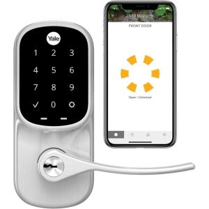 Yale Assure Lever, Wi-Fi Smart Door Lever (for Doors with no deadbolt) – Works with Yale Access App, Amazon Alexa, Google Assistant, HomeKit, Phillips Hue and Samsung SmartThings, Satin Nickel