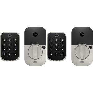 Yale Assure Lock 2 Deadbolt, Black Suede Keypad Code Door Lock with Z-Wave and Back-Up Key for Front or Back Entry Door, YRD410-ZW2-BSP(Satin Nickel)