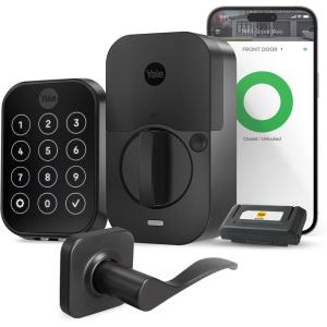 Yale Assure Lock 2 Key-Free Touchscreen with Wi-Fi and Ridgefield Handle in Black Suede(Black)