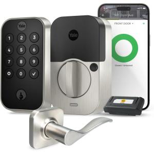 Yale Assure Lock 2 Keypad with Wi-Fi and Ridgefield Handle in Black Suede(Satin Nickel)