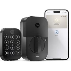 Yale Assure Lock 2 Plus Apple Home Keys (Tap to Open) Deadbolt, Black Suede Smart Keyless Entry Door Lock with Wi-Fi Connected Keypad for Code Entry and Remote Access, YRD450-N-WF1-BSP(Black Suede)