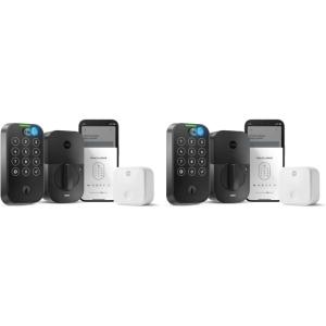 Yale Assure Lock 2 Touch Deadbolt, Black Suede Keyed Smart Entry Door Lock with Wi-Fi Connected Touchscreen Keypad and Fingerprint Scanner for Vacation Rental Hosts, YRD420-F-CB1-BSP (Pack of 2)