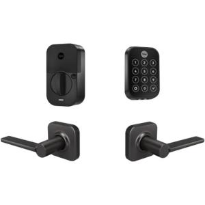 Yale Assure Lock 2 Touch Deadbolt, Satin Nickel Key-Free Smart Entry Door Lock with Valdosta Lever, Wi-Fi Connected Touchscreen Keypad and Fingerprint Scanner for Code Entry, B-YRD450-F-WF1-VL-619(Black Suede)