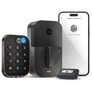Yale Assure Lock 2 Touch Deadbolt, Satin Nickel Smart Entry Door Lock with Z-Wave (ZW3) Connected Touch Keypad and Fingerprint Scanner with Back-up Key, YRD410-F-ZW3-619(Oil Rubbed Bronze)