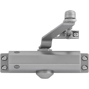 Yale High Door Closer, Silver, Metal, Stainless Steel, Black Finish, Screw-In Installation, Commercial Buildings, Fire-Rated Doors