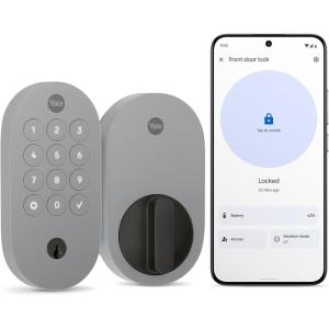 Yale Matte Black Keyed Deadbolt Smart Lock with Google Matter, YRD510-MT1-BLK(Ash)