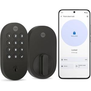 Yale Matte Black Keyed Deadbolt Smart Lock with Google Matter, YRD510-MT1-BLK(Matte Black)