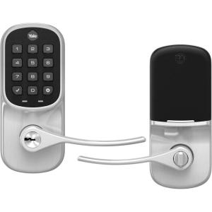 Yale Security Assure Lever – Z-Wave Smart Door Lever for Keyless Access (for Doors with no deadbolt) – Works with Ring Alarm, Samsung SmartThings and More -Satin Nickel – YRL216-ZW2-619