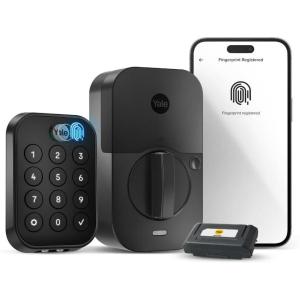 Yale Security Assure Lock 2 Touch Deadbolt, Satin Nickel Keyed Smart Entry Door Lock with Wi-Fi Connected Keypad and Fingerprint Scanner for Code Entry and Remote Access, YRD410-F-WF1-619(Black Suede)
