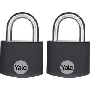 Yale Small Covered Aluminum Padlock with 3 keyed Alike Keys for Gym Locker, Luggage, and Cases (2 Pack)