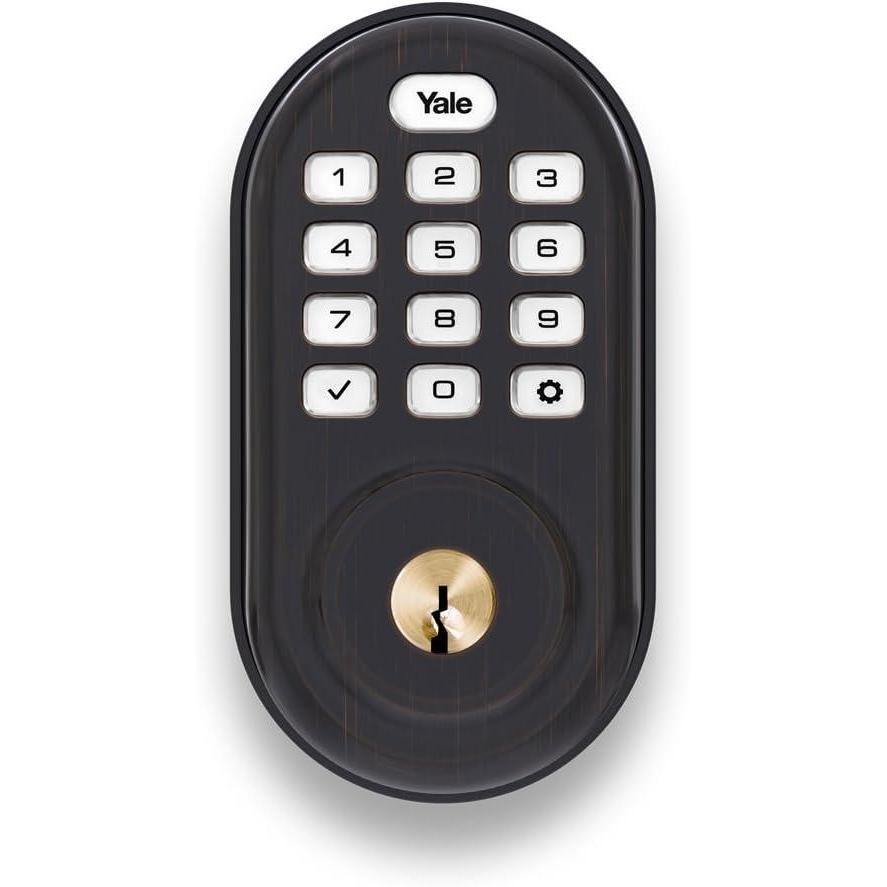 imageYale Real Living Electronic Push Button Deadbolt Fully Motorized with Zwave Technology OilRubbed Bronze