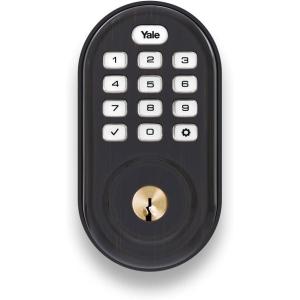 Yale Real Living Electronic Push Button Deadbolt Fully Motorized with Zwave Technology, Oil-Rubbed Bronze