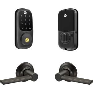 Yale Security Assure Lock Touchscreen with Z-Wave with Ridgefield Handleset – Works with Ring Alarm, Samsung SmartThings, Wink, ADT and More, Black(Touchscreen)