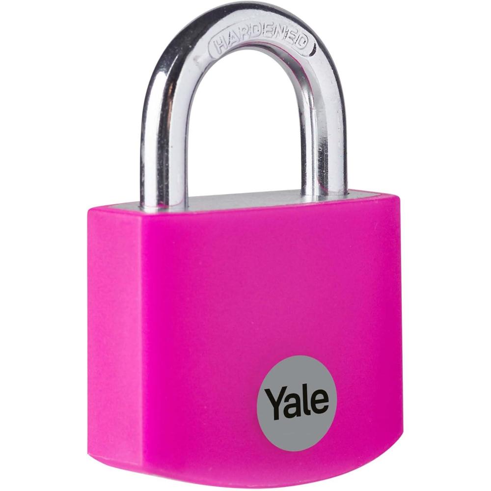 imageYale YE3B381191BK  Black Aluminium Padlock 38mm  High Quality Indoor Lock for Locker Backpack Tool Box  3 Keys  Standard SecurityPink