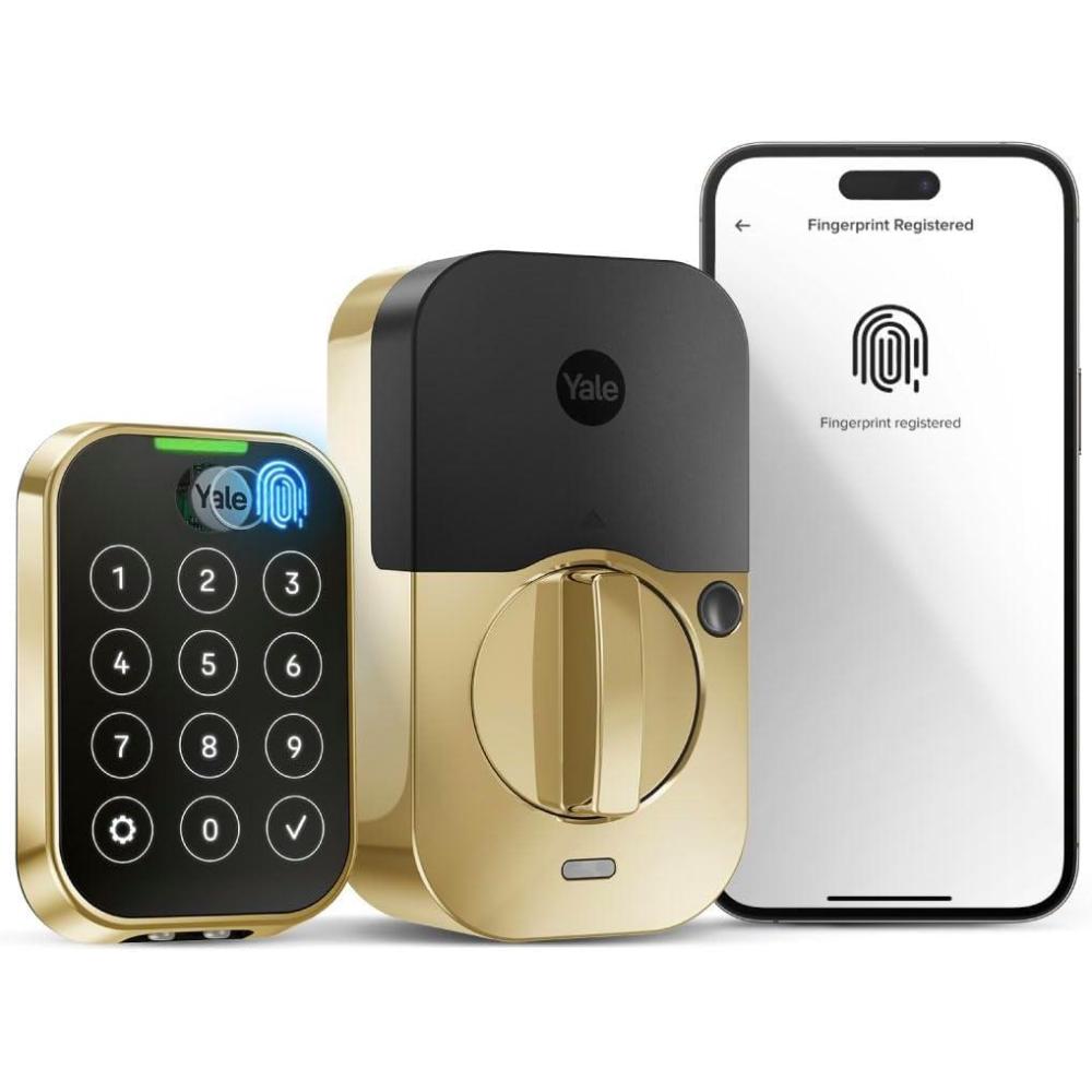 imageYale Assure Lock 2 Touch Deadbolt Lifetime Brass KeyFree Smart Lock with Bluetooth Connected Touchscreen Keypad and Fingerprint Scanner for Code Entry No WiFi YRD450FBLEP05
