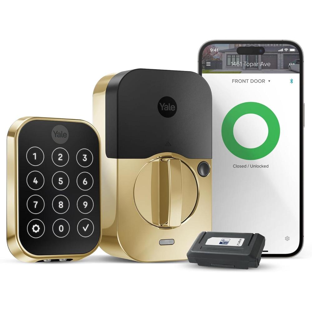 imageYale Assure Lock 2 Deadbolt Lifetime Brass KeyFree Smart Lock with ZWave Connected Touchscreen Keypad for Code Entry YRD450ZW2P05