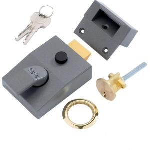 Yale P-89-DMG-PB-60 Deadlocking Nightlatch, Automatic Deadlock, Dark Metallic Finish/Brass Cylinder, High Security, Outdoor Lock, Front Door Latch(Dark Metallic Gray/Brass)