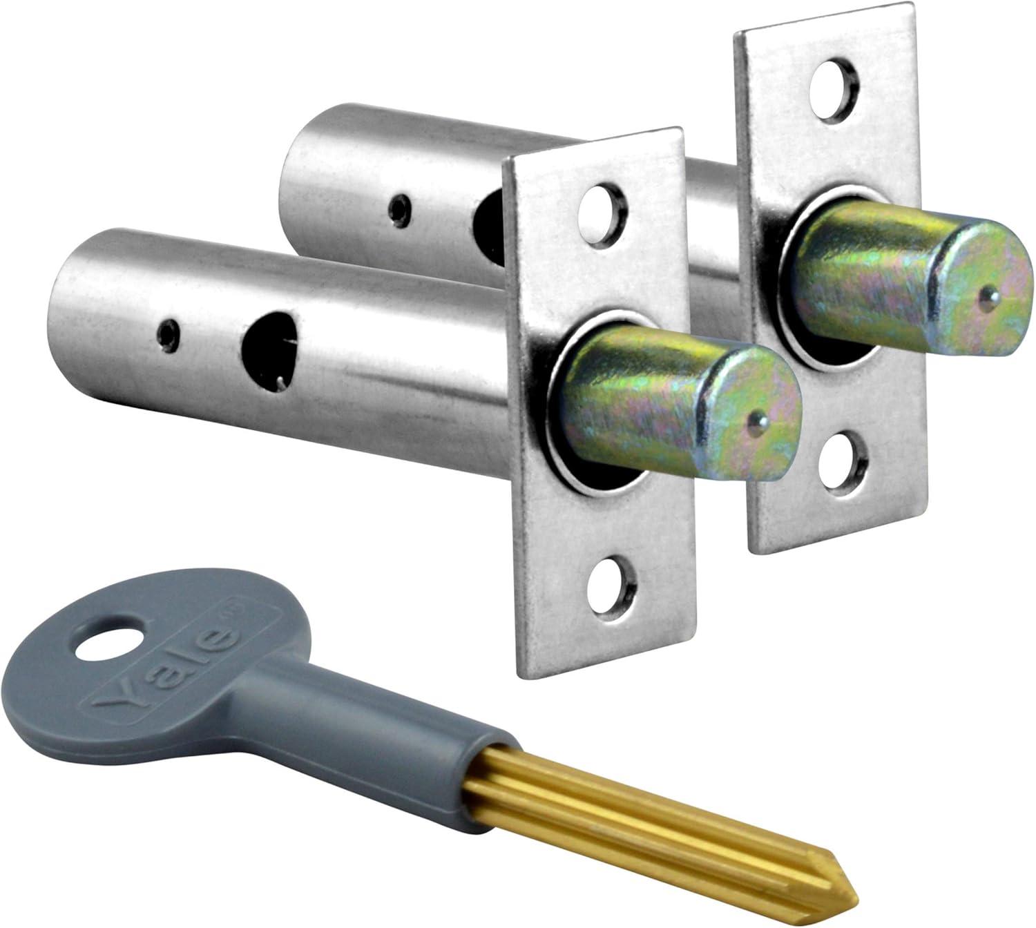 image:imageYale P2PM444CH2 Door Security Bolt Chrome Finish Pack of 2 Standard Security Visi Packed Suitable for hinged and Wooden DoorsChrome
