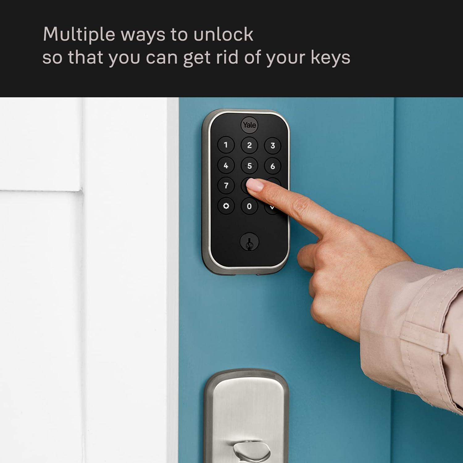 image:imageYale Assure Lock 2 Deadbolt Lifetime Brass Keyed Smart Entry Door Lock with WiFi Connected Keypad for Code Entry and Remote Access YRD410WF1P05