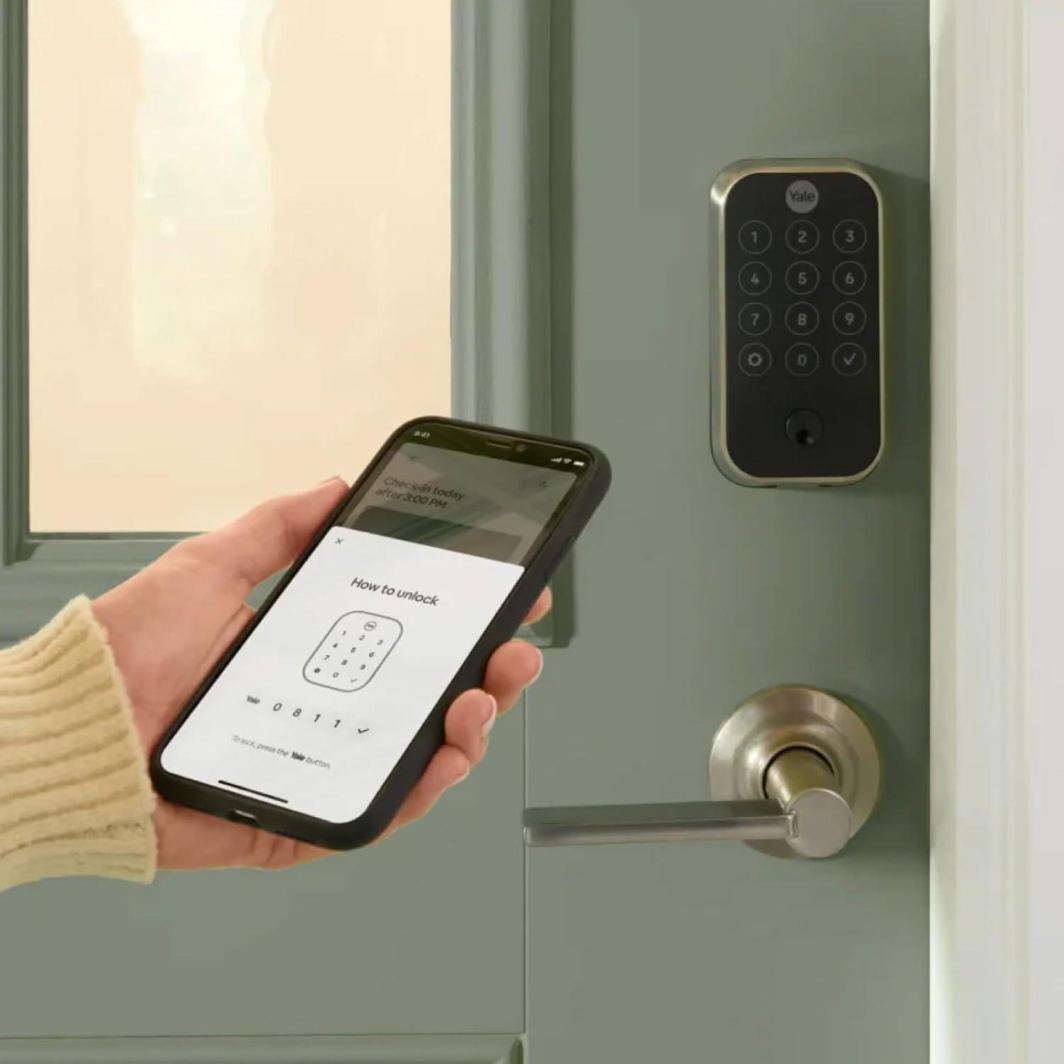 image:imageYale Assure Lock 2 Touch Deadbolt Black Suede Smart Entry Door Lock with WiFi Connected Touchscreen Keypad and Fingerprint Scanner for Vacation Rental Hosts YRD450FCB1BSP