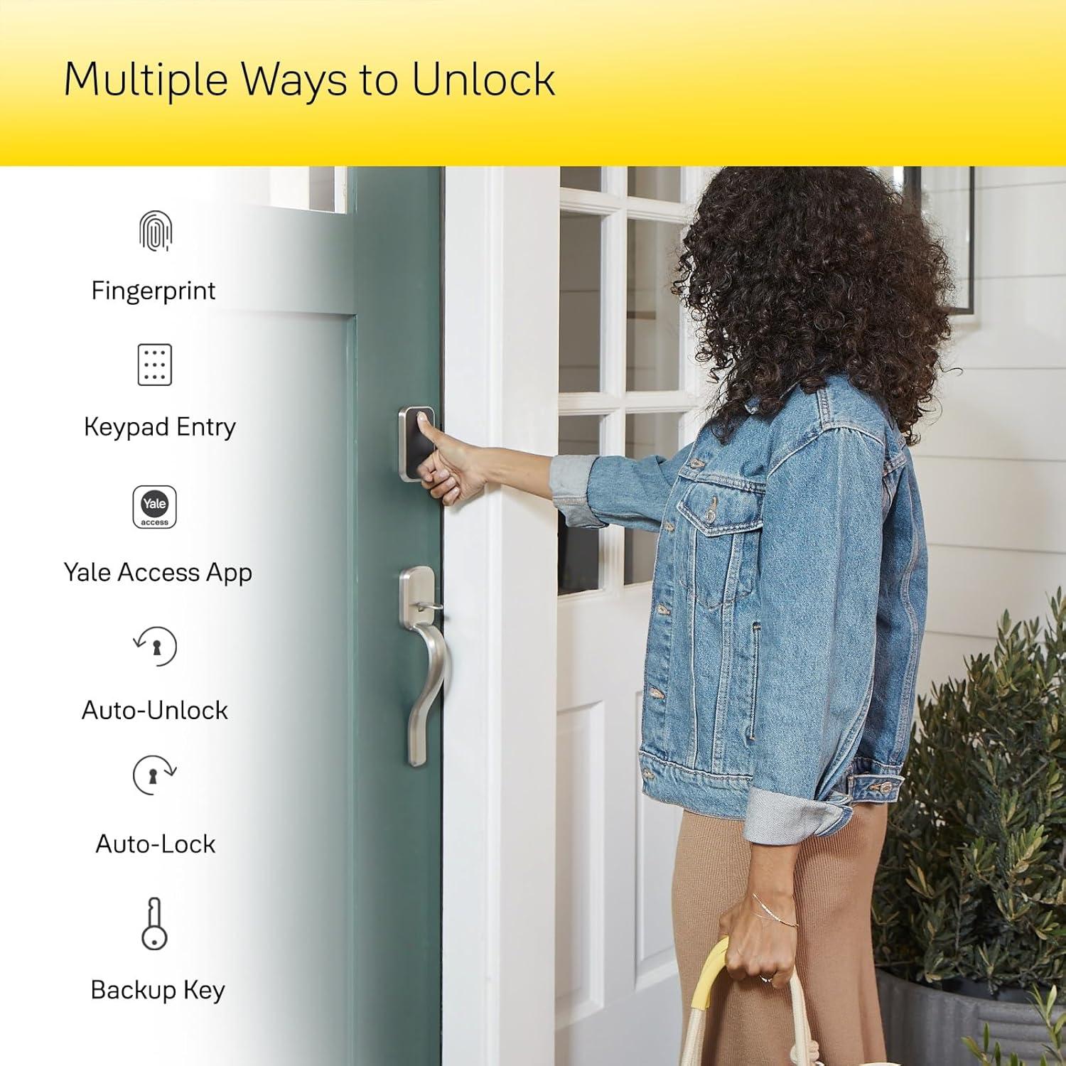 image:imageYale Assure Lock 2 Touch Deadbolt Satin Nickel Keyed Smart Entry Door Lock with WiFi Connected Touchscreen Keypad and Fingerprint Scanner for Vacation Rental Hosts YRD410FCB1619