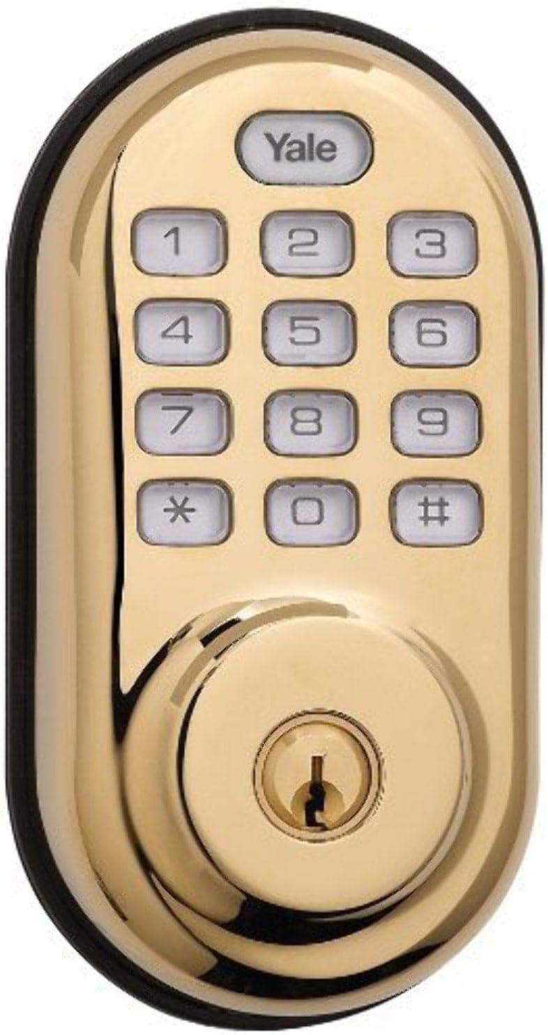 image:imageYale Security Electronic Push Button Deadbolt Fully Motorized with Zwave Technology Polished BrassPolished Brass
