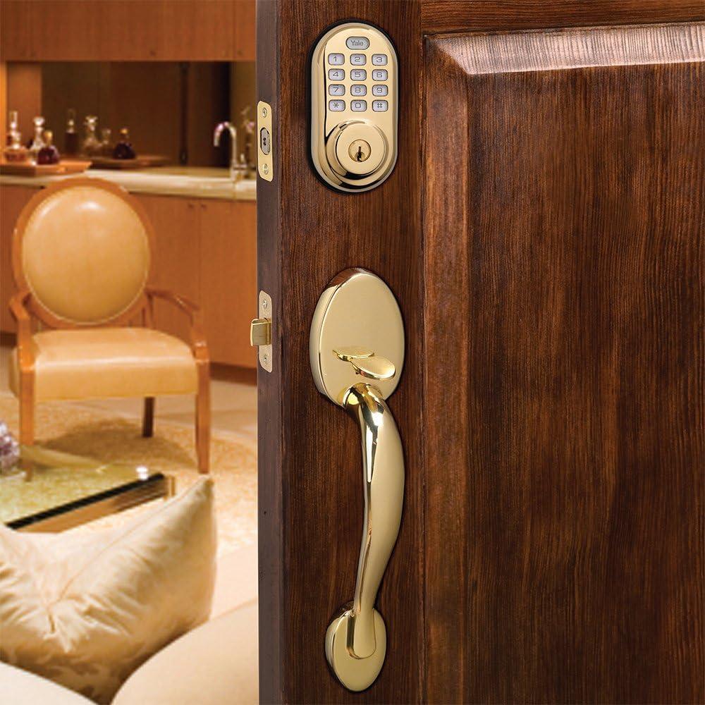 image:imageYale Security Electronic Push Button Deadbolt Fully Motorized with Zwave Technology Polished BrassPolished Brass