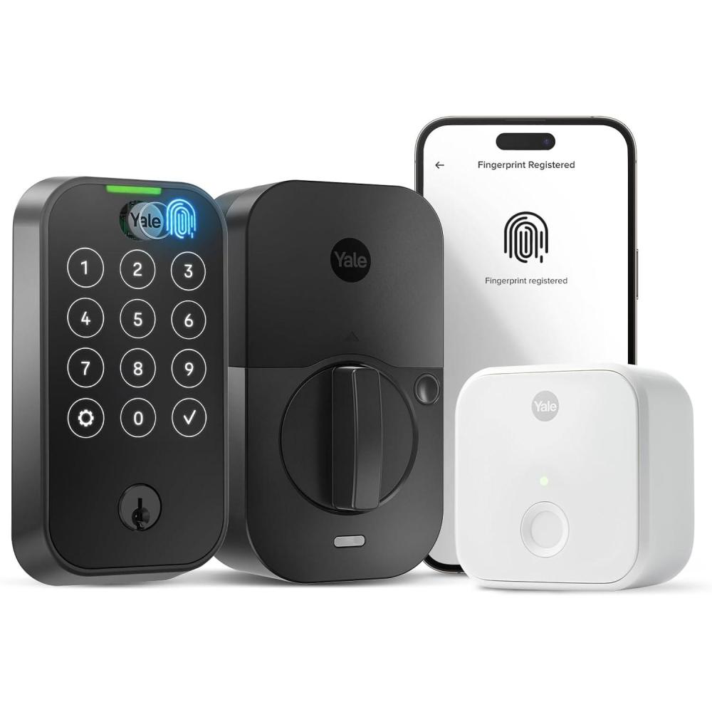 image:imageYale Assure Lock 2 Touch Deadbolt Black Suede Keyed Smart Entry Door Lock with WiFi Connected Touchscreen Keypad and Fingerprint Scanner for Vacation Rental Hosts YRD410FCB1BSP