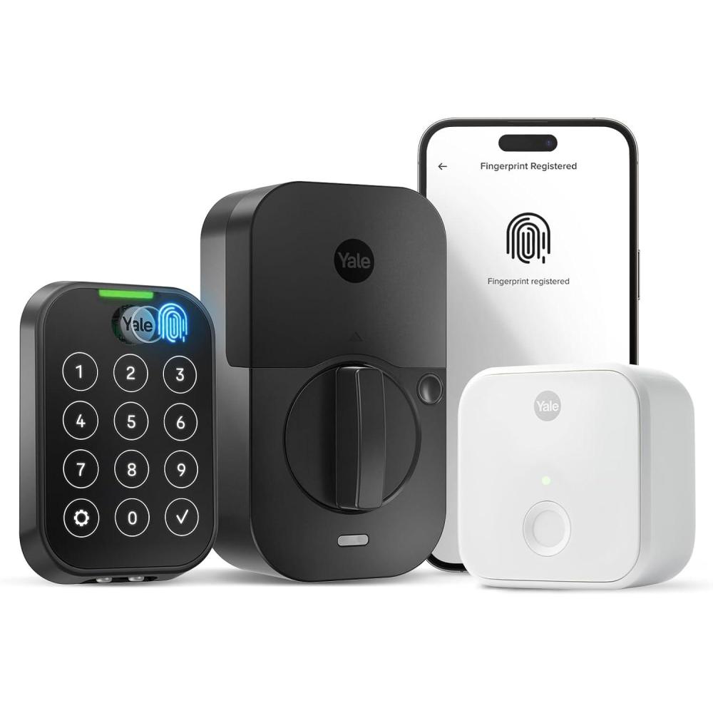 image:imageYale Assure Lock 2 Touch Deadbolt Black Suede Smart Entry Door Lock with WiFi Connected Touchscreen Keypad and Fingerprint Scanner for Vacation Rental Hosts YRD450FCB1BSP