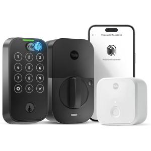 Yale Assure Lock 2 Touch Deadbolt, Black Suede Keyed Smart Entry Door Lock with Wi-Fi Connected Touchscreen Keypad and Fingerprint Scanner for Vacation Rental Hosts, YRD410-F-CB1-BSP