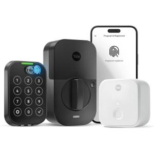 Yale Assure Lock 2 Touch Deadbolt, Black Suede Smart Entry Door Lock with Wi-Fi Connected Touchscreen Keypad and Fingerprint Scanner for Vacation Rental Hosts, YRD450-F-CB1-BSP