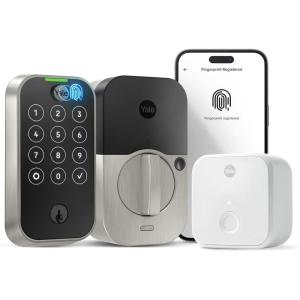 Yale Assure Lock 2 Touch Deadbolt, Satin Nickel Keyed Smart Entry Door Lock with Wi-Fi Connected Touchscreen Keypad and Fingerprint Scanner for Vacation Rental Hosts, YRD410-F-CB1-619
